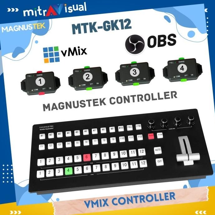 Magnustek Mtk-Gk12 For Vmix Obs Keyboard Controller Tally New Stok