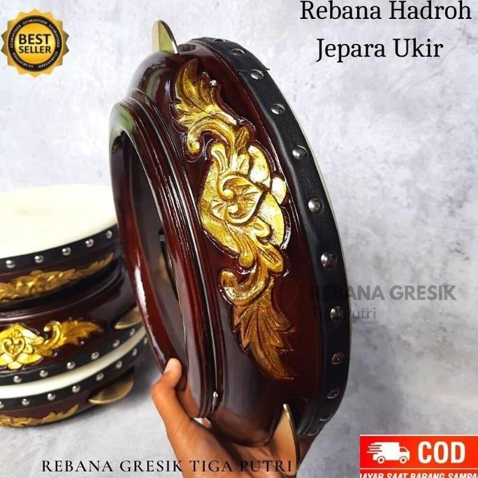 Rebana Hadroh Kulitas Super Ukir Model Jepara Kencer Kuningan Banjari Rebana Model Jepara Terbangan