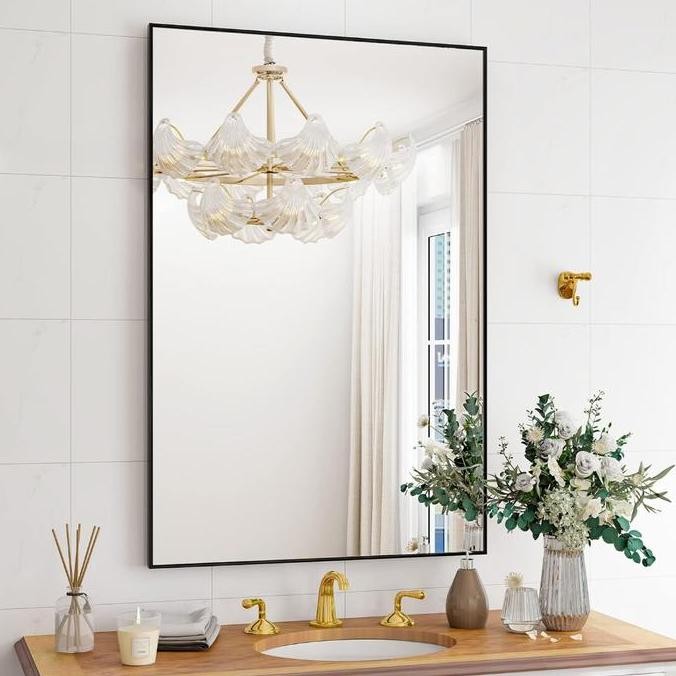 Terlaris Penjual LokalCermin Kamar Mandi Aesthetic Cermin Kamar Mandi Dan Rak 50*70 Cermin Aesthetic