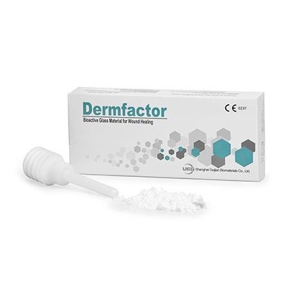 

BERGARANSI DERMFACTOR BIOACTIVE GLASS MATERIAL FOR WOUND HEALING