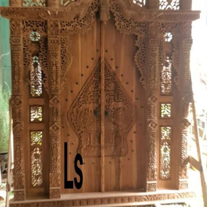 CO gebyok kayu jati bagus pintu ukir gebyok jati ukir gunungan wayang
