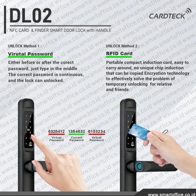 Slim Smart Door Lock Finger&Rfid Kunci Digital Pintu Aluminium Dl02