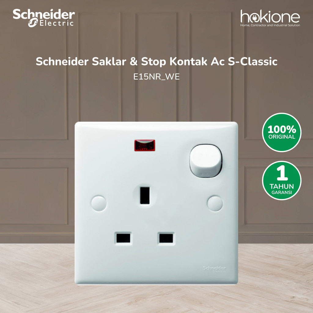 Schneider Electric Stop Kontak AC S-Classic 1 Gang Neon Putih - E15NR_WE