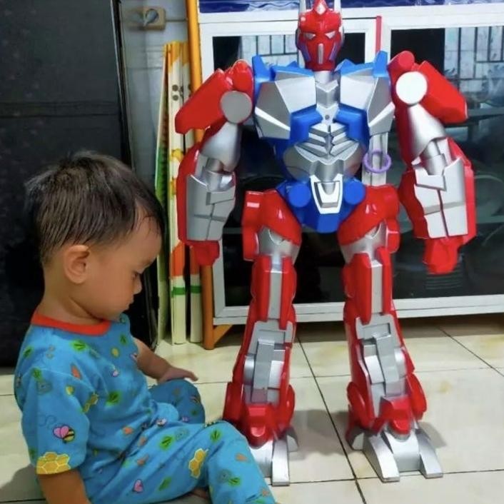 Jumbo 80Cm Tranformer Optimu Combat Uara Nyala Bumblebee Uning Merah U Action Bear Ado Mainan Ana Ou