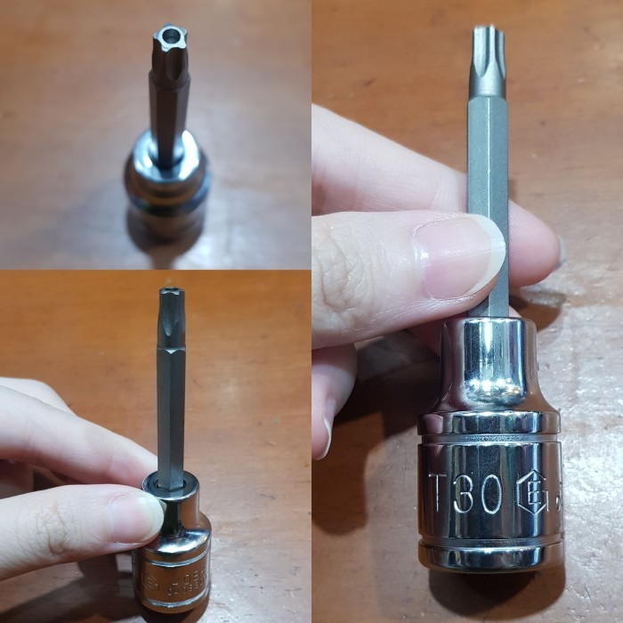 KUNCI SOCK L BINTANG 5 LUBANG DRIVE 1/2 UKURAN T30 STAR HEX BIT SOCK KODE 246