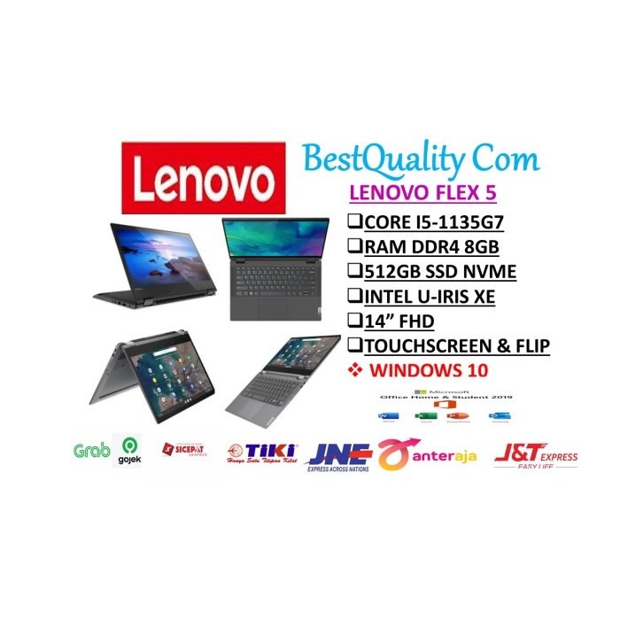 Lenovo Flex 5 I5-1135G7 8Gb 512Gb Ssd Nvme Intel Iris Xe Fhd Win10+Ohs