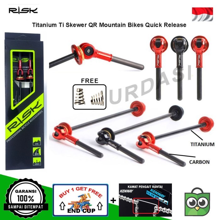 RISK QR QUICK RELEASE HUB SEPEDA MTB ROADBIKE TITANIUM FIBER CARBON KODE 1442