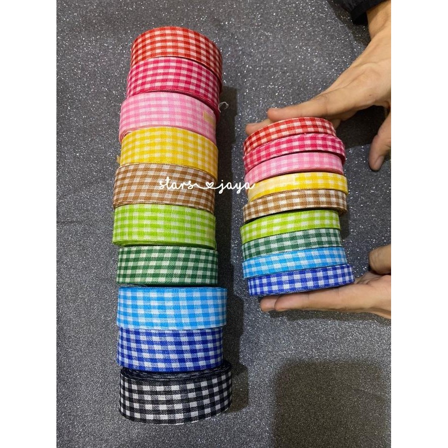 

Buruan serbu] Pita Motif Kotak, Pita Kain Kotak Aneka Warna