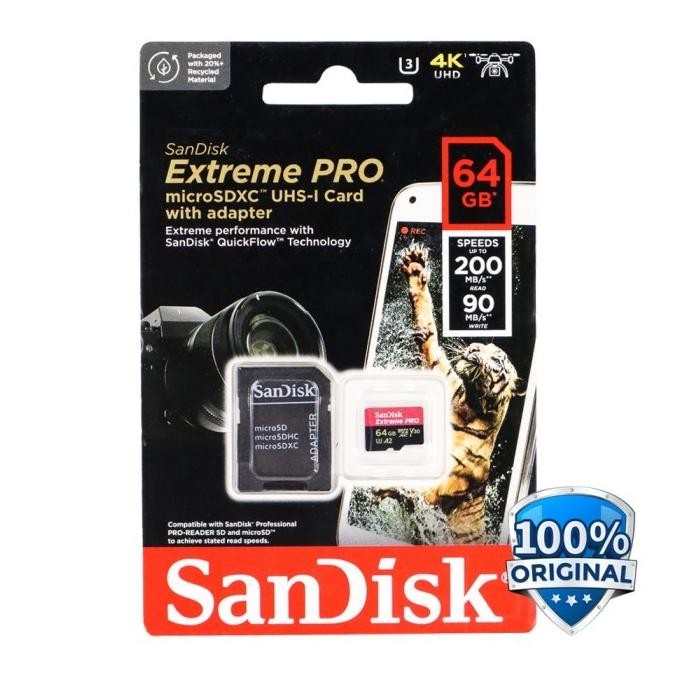 Sandisk Extreme Pro A2 Microsd 32GB 64GB 128GB 256GB - 64GB