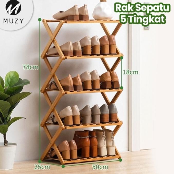 Sale Muzy Rak Sepatu Kayu Zig Zag Rak Tanaman Rak Bunga Rak Sepatu Hrs202