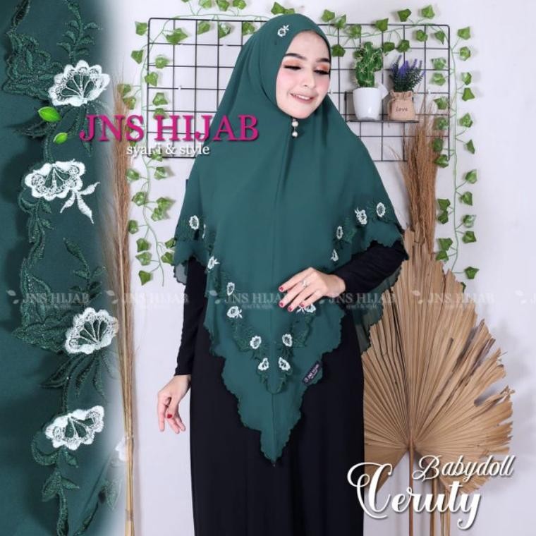 Sale khimar MALIKA/hijab syari jumbo bordir engkol/jilbab bordir 2 layer/ kerudung syari ori jns hij