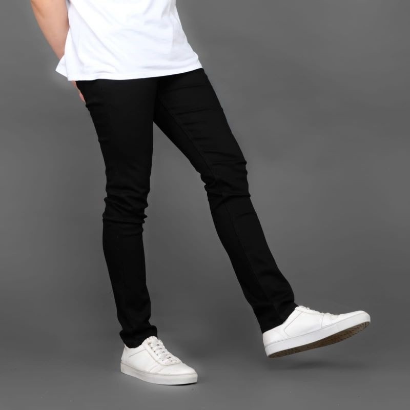 Rock Holic Celana Panjang Jeans Hitam Pria Skinny Semi Slimfit Pensil Strecth Original 100% Denim