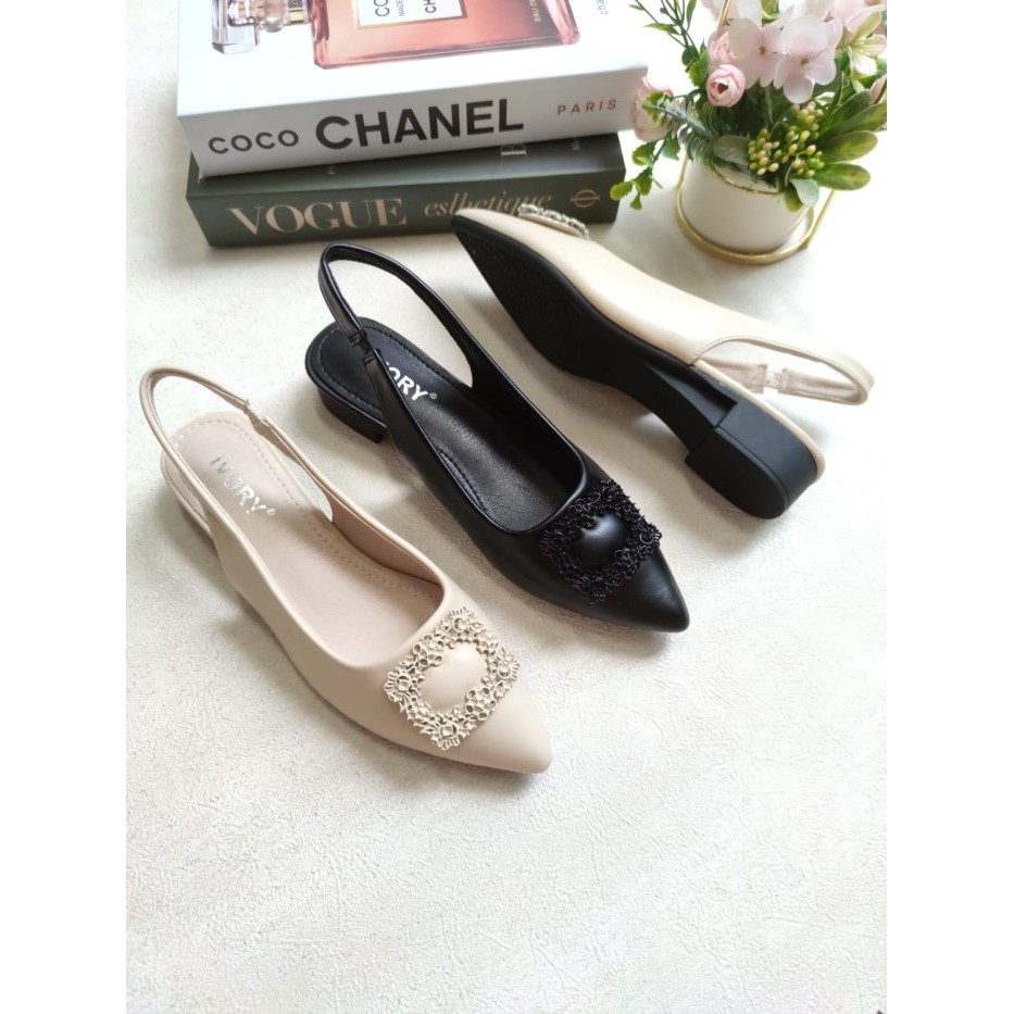 Ivory Sepatu Flat Wanita Terbaru Tali Belakang 328-Tl75