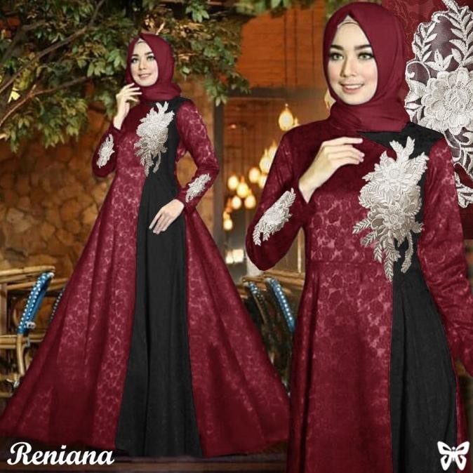 BEST SELLER MAXI GAMIS PESTA RENIANA L, XXL, 3XL DAN 5XL BALOTELI EMBOSS BORDIR
