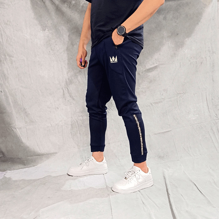 Celana Joger Pria Training Casual Sport Slim Fit Track Pants Navy