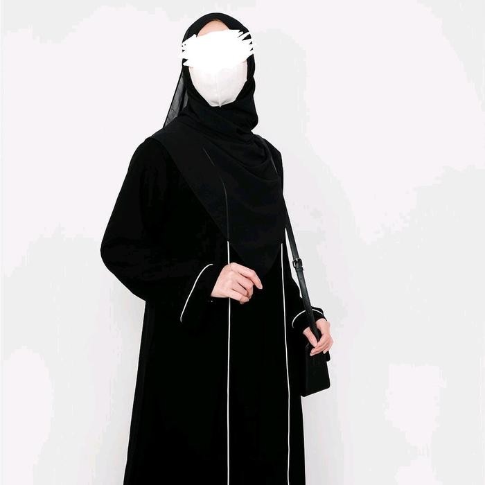 Abaya Hilma Premium Gamis Arab Muslimah Terbaru Abaya Hitam Simple Crinkle Airflow Abaya Lis Putih