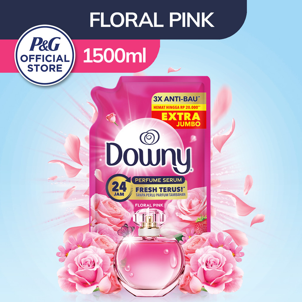 Downy Pelembut dan Pewangi Pakaian Konsentrat Floral Pink 1.5L