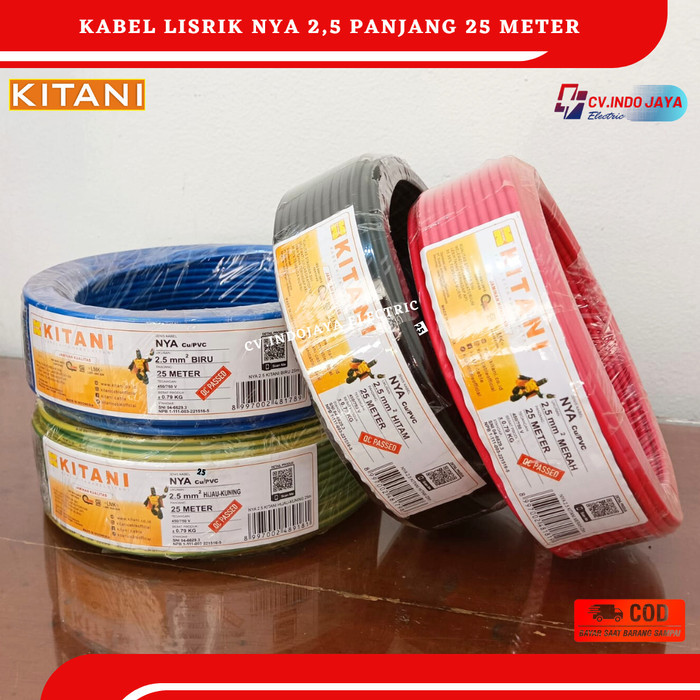 Kabel Nya 2,5 Mm Kitani Panjang 25 Meter Kabel Listrik Kawat Tunggal