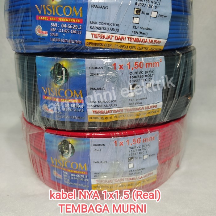 Kabel Listrik Nya Visicom 1X1.5 Kabel Kawat Tunggal Visicom