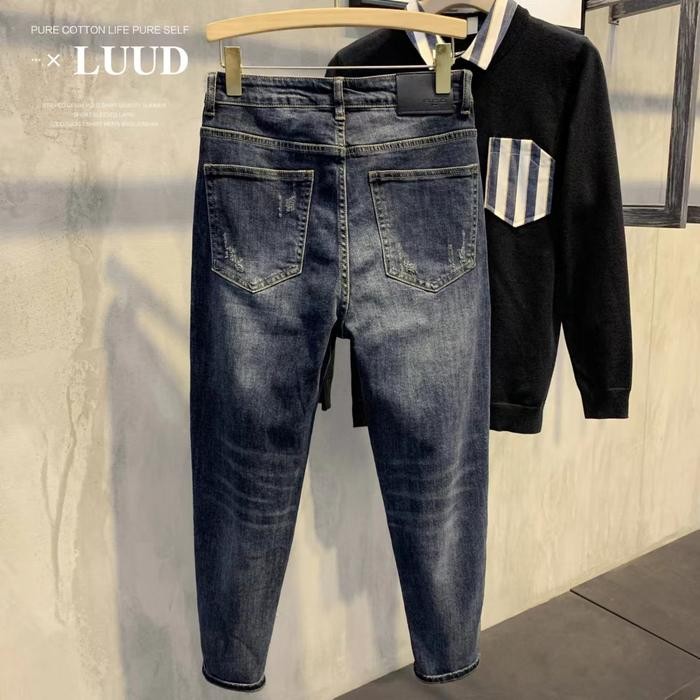 Ootd Celana Jeans Slim Fit Pria Celana Jeans Pensil Pria Sobek Dewasa Cowok Ripped Jeans Pria