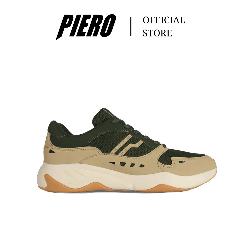 PIERO SEPATU SNEAKERS PRIA ERGO STREET-DK. KHAKI/OFF WHITE P30198