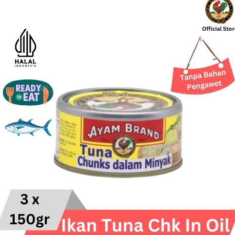 

READY IKAN TUNA KALENG CHUNK IN OIL AYAM BRAND 3 PCS 150GR
