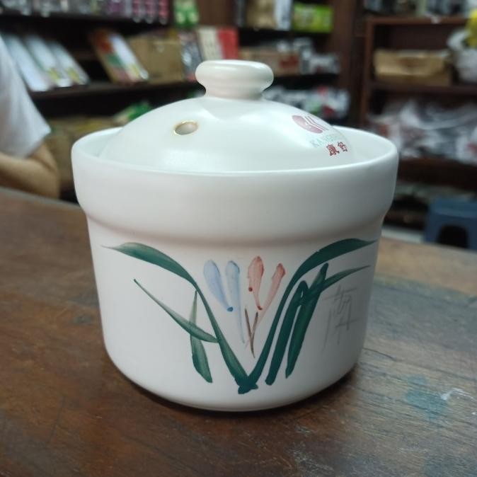 

READY PANCI KERAMIK MASAK HERBAL 400 ML SAPO TIM AYAM KECIL PUTIH