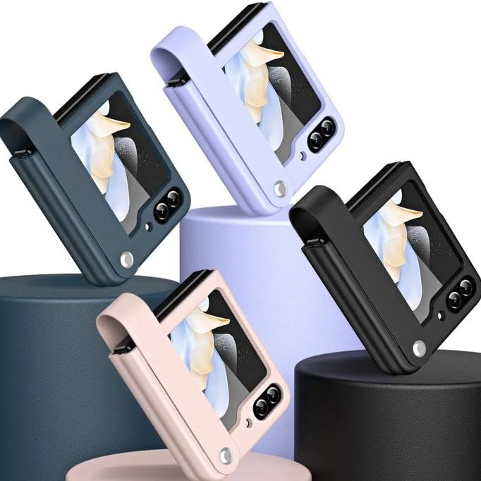 promo samsung galaxy z flip 3 / 4 / 5 premium leather hand strap case