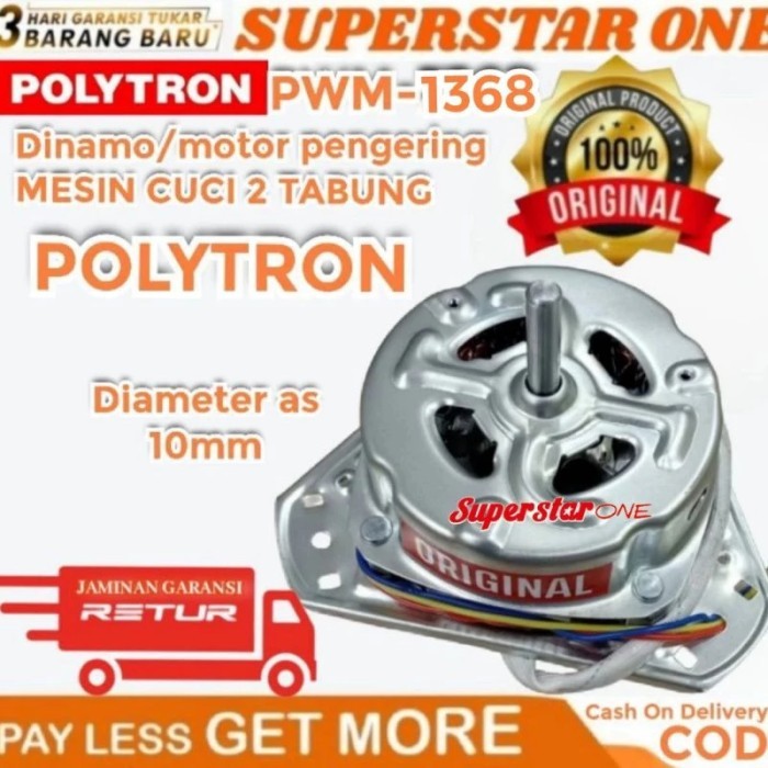 Promo Terbatas Dinamo Spin/Pengering Mesin Cuci Polytron Pwm 1368/1368 Aman