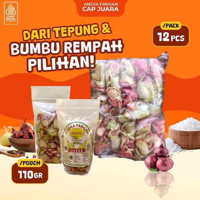 

TERUJI Kerupuk Bawang Enak, Pedas, Renyah dan Gurih - 1 Pack Isi 12 Pcs - Food, Snack Camilan