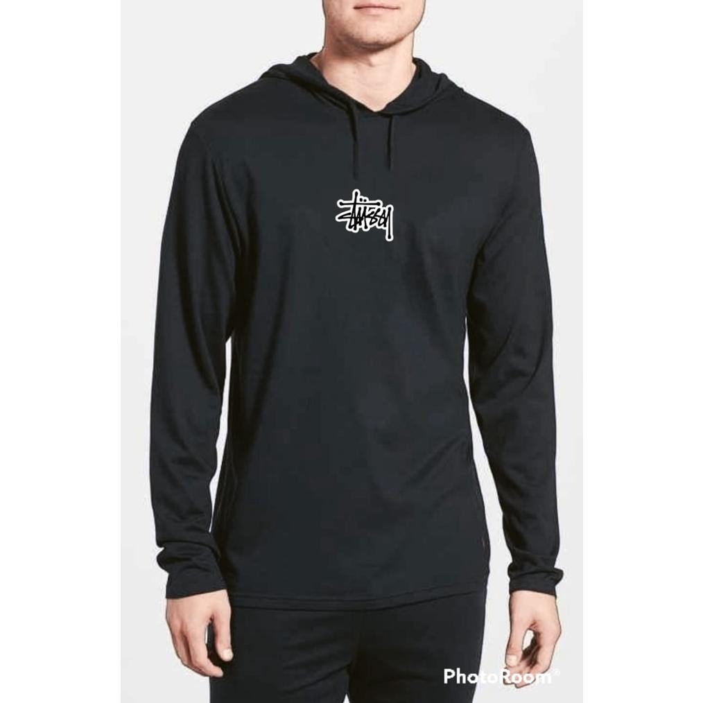 Kaos Hoodie Hitam Lengan Panjang Pria Dewasa Terbaru Hoodie Distro Kekinian/Baju Hitam Lengan Panjan