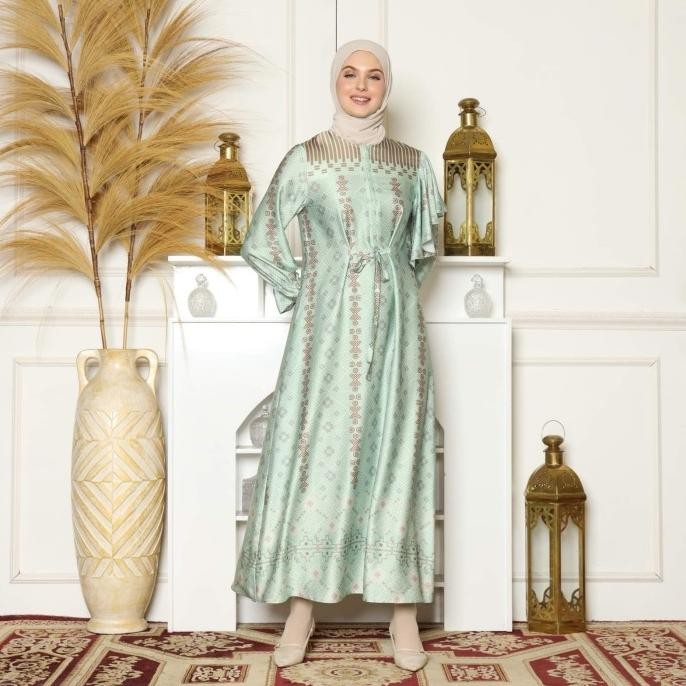 Dress Muslim Wanita Gamis Maisha Hana Hani - Sage Green Terbaik