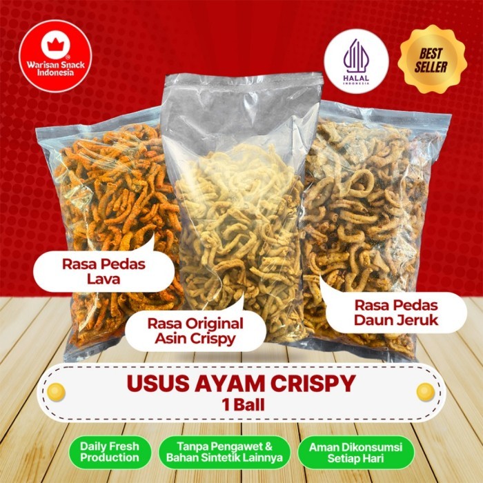 

TERBATAS Gml - (1/2 Ball) Keripik Usus Ayam Crispy Warisan Snack Indonesia, Makanan Ringan Crispy