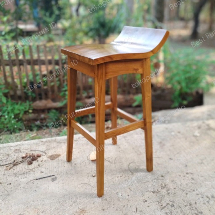Kursi Bar L - Kursi Bar Cafe Kotak Kayu Jati Minimalis