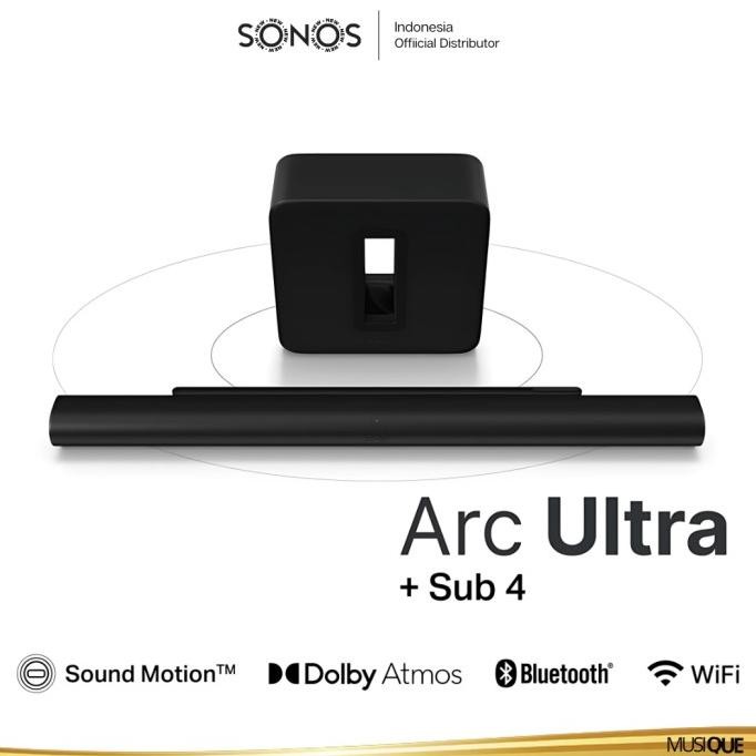 Sonos Arc Ultra Soundbar With Sonos Sub 4 Wireless Home Theater System - Black New Stok