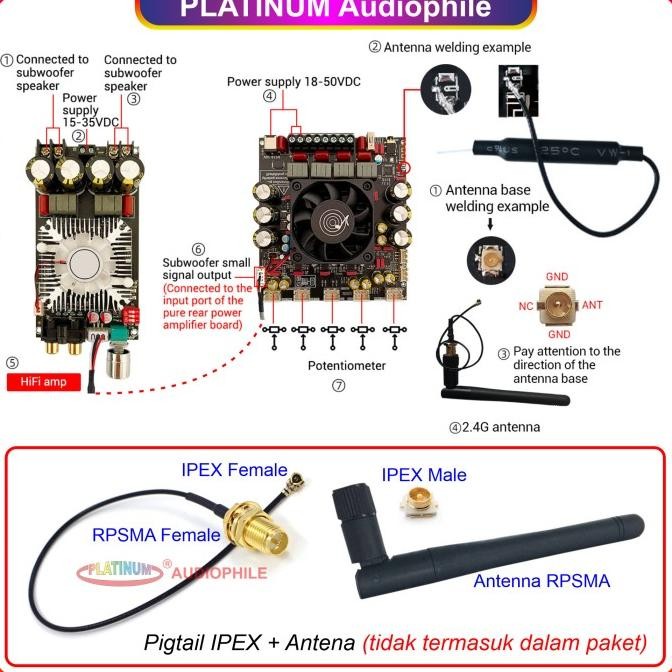 Tpa3255 Amplifier Class D 2.1 Ch Bluetooth 5.1 Hifi Amplifier Zk-As21P New Stok