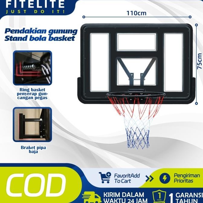 Ready ring bola basket standar 45cm/Net Ring Basket 12 Loop/Papan Ring Basket Portable Untuk dan Ana