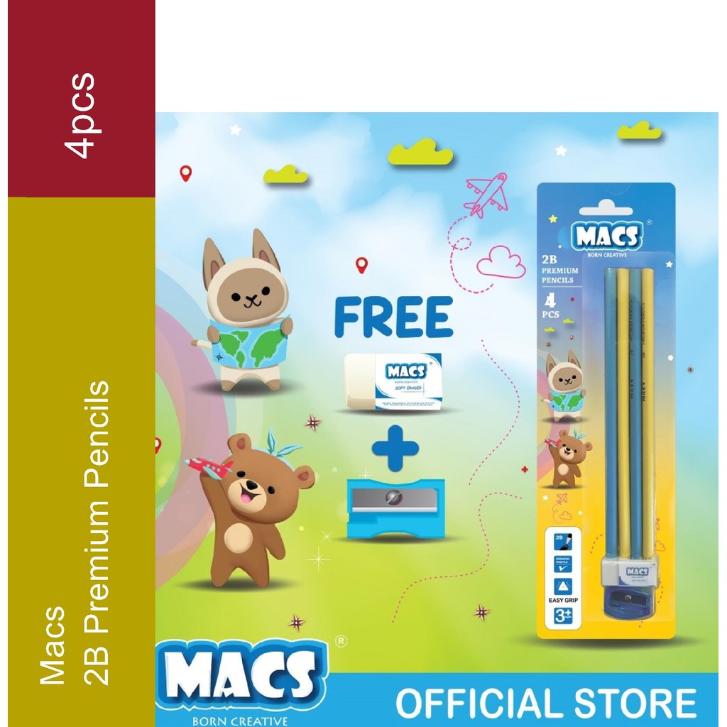 

MACS Pensil 2B Premium Segitiga isi 4 Macs Premium Pencils 4 pcs