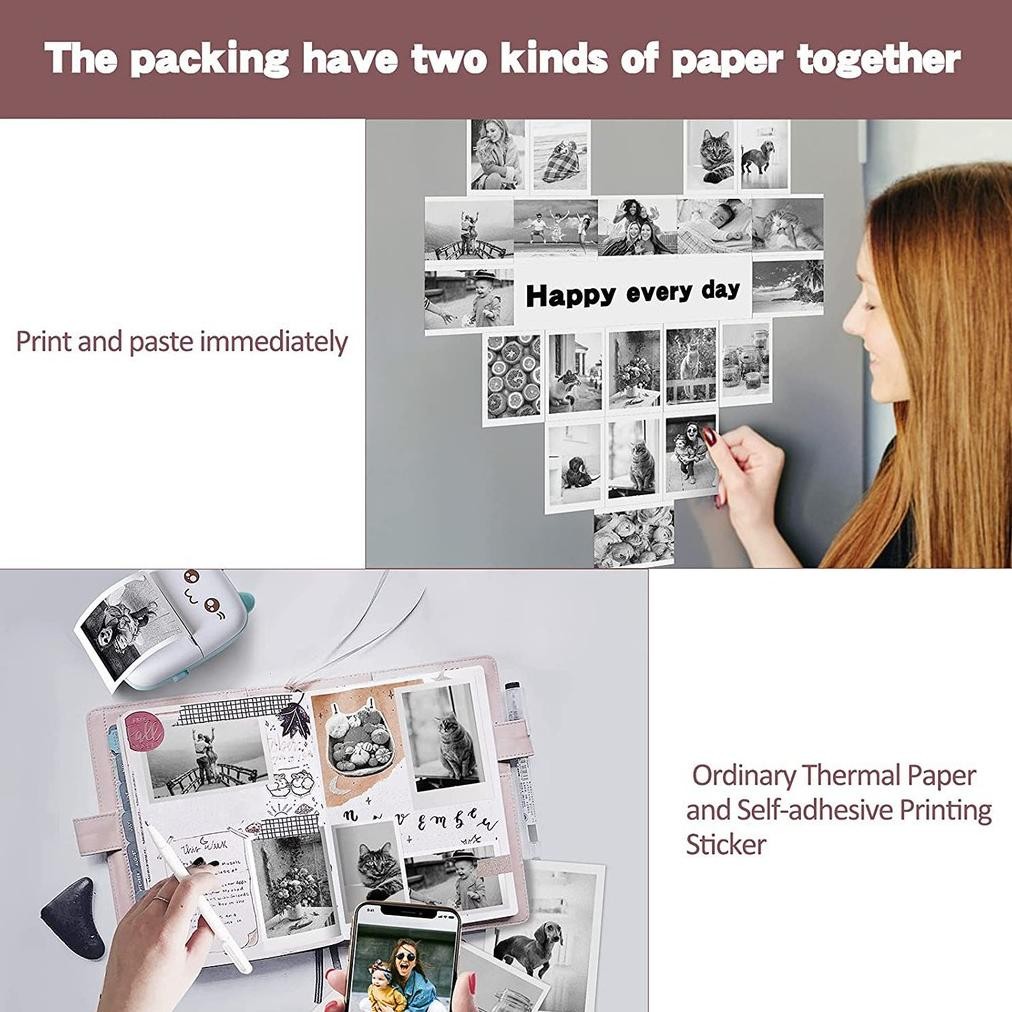 Mini Printer Portable Thermal Printer Pocket Printer Wireless Bluetooth Mini Foto Gambar Label Print