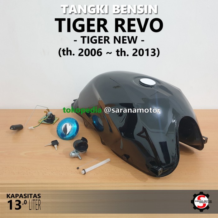 Tangki Bensin Tengki Motor Tiger New Revo, Hitam, Tebal