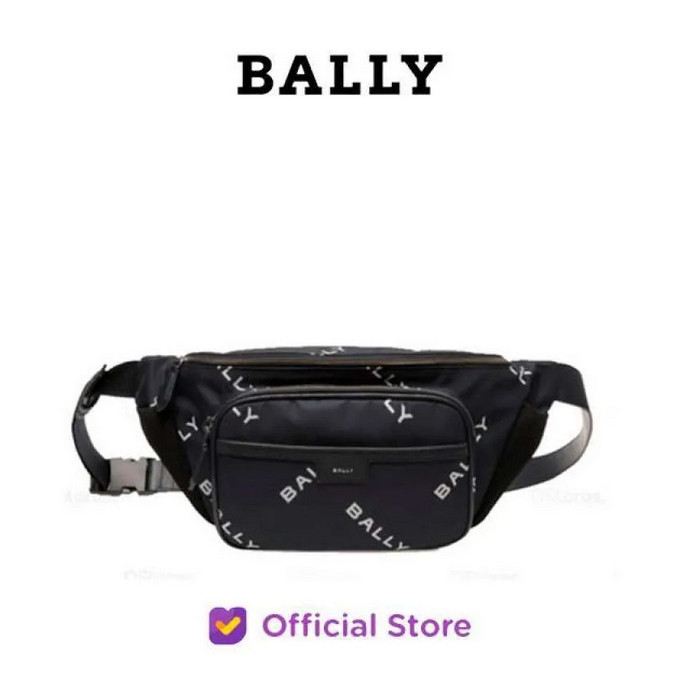 BALLY Code Nylon Belt Bag - Blue Printed