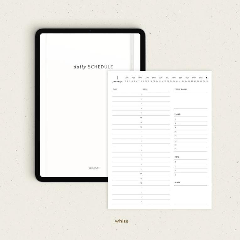 

Digital Journal & Planner - Time Blocking Daily Hourly To Do List & Schedule For For Goodnotes, Notability, Xodo, (Full Page Hyperlinked)