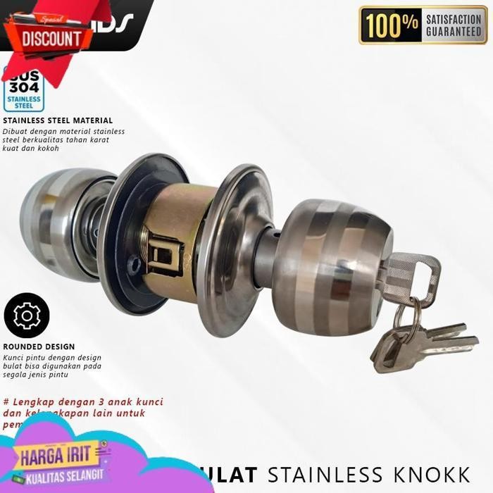 SALE KUNCI PINTU KAMAR MANDI RUMAH HANDLE HANDEL SLOT GAGANG BULAT CHROME KNOCK