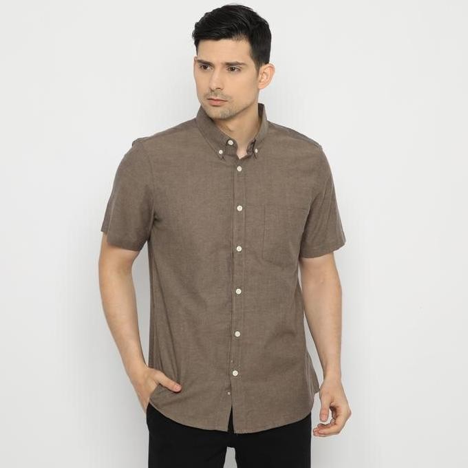 

Terlaris Platini Kemeja Pria Polos Lengan Pendek Katun Oxford Coklat Tua 1069 Ready Stok