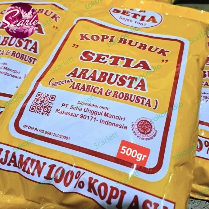 

Kopi SETIA Spesial (Arabica+Robusta) 500gr BUBUK & BIJI Khas Makassar