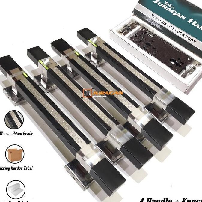 HANDLE PINTU SET KUNCI RUMAH 60 CM - GAGANG STAINLESS STEEL PINTU 2 DAUN - BODY KUNCI BODY PELOR TEB