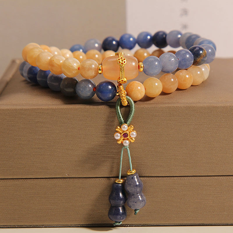 Gelang Agate Lapisan Ganda untuk Wanita, Gantungan Labu Aventurine, Gelang Wenwan