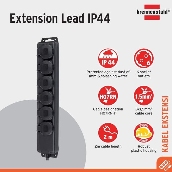 Stop Kontak Kabel Ekstensi Colokan Terminal Listrik Brennenstuhl Cable Extension Outdoor IP44 dengan