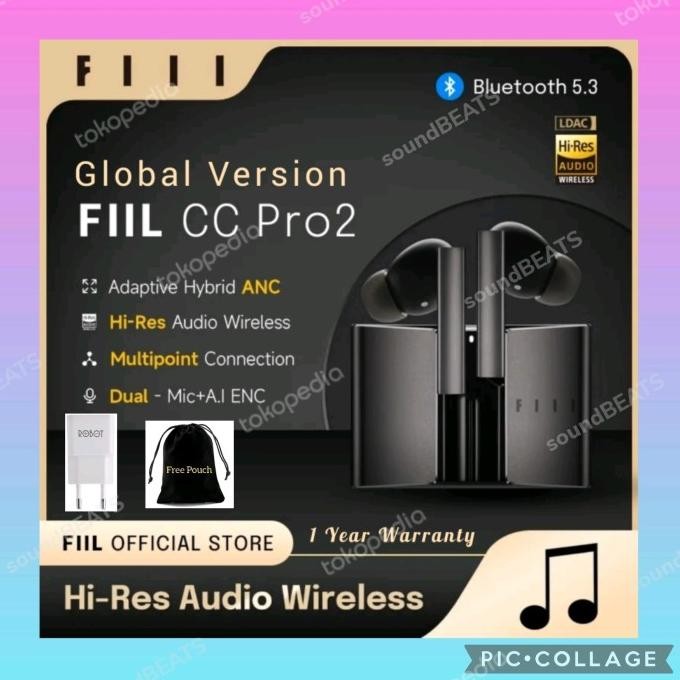 CO FIIL CC Pro2 Hi-Res LDAC 42dB Hybrid ANC TWS Earbuds Earphones BT 5.3