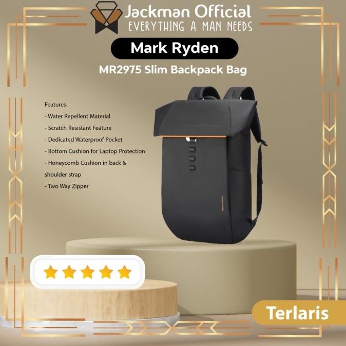 new mark ryden mr2975 slim backpack bag - tas ransel laptop anti air